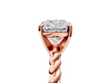 Rose gold Cushion Cut Solitaire Twisted Band with Four-Prong Setting_130