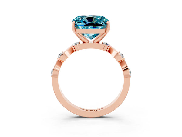 Rose gold Cushion Cut Solitaire Twisted Band with Prong Setting