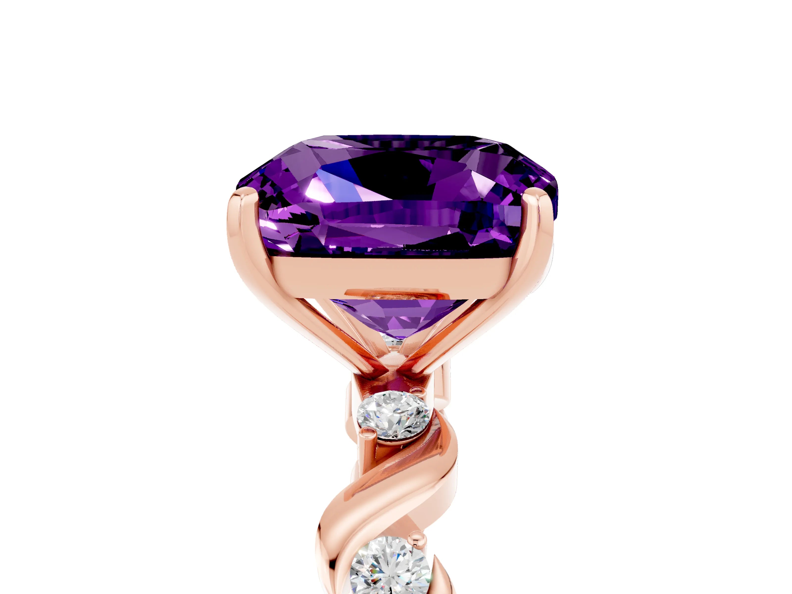 Rose gold Cushion Cut Solitaire Twisted Band with Prong Setting_5