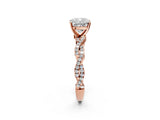 Rose gold Cushion Cut Solitaire Twisted Pave Band with Four-Prong Setting_6