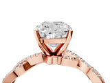Rose gold Cushion Cut Solitaire Twisted Pave Band with Four-Prong Setting_8