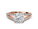 Rose gold Cushion Cut Split Shank Pave Diamond Engagement Ring with Four-Prong Setting_28