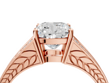 Rose gold Cushion Cut Split Shank Pave Diamond Ring with Four-Prong Setting_36