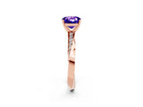Rose gold Cushion Cut Tanzanite Engagement Ring with Side Stone Accents and Four-Prong Setting_26