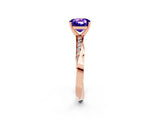 Rose gold Cushion Cut Tanzanite Engagement Ring with Side Stone Accents and Four-Prong Setting_29