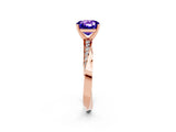 Rose gold Cushion Cut Tanzanite Engagement Ring with Side Stone Accents and Four-Prong Setting_86
