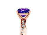 Rose gold Cushion Cut Tanzanite Engagement Ring with Side Stone Accents and Four-Prong Setting_89