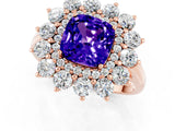 Rose gold Cushion Cut Tanzanite Floral Double Halo Engagement Ring with Prong Setting_13