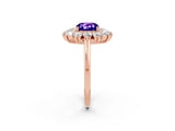 Rose gold Cushion Cut Tanzanite Floral Double Halo Engagement Ring with Prong Setting_14