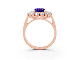 Rose gold Cushion Cut Tanzanite Floral Double Halo Engagement Ring with Prong Setting_15