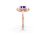 Rose gold Cushion Cut Tanzanite Floral Double Halo Engagement Ring with Prong Setting_50