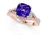 Rose gold Cushion Cut Tanzanite  Halo Twist Band Solitaire Prong Setting Ring_25