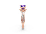 Rose gold Cushion Cut Tanzanite  Halo Twist Band Solitaire Prong Setting Ring_26
