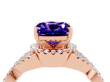 Rose gold Cushion Cut Tanzanite  Halo Twist Band Solitaire Prong Setting Ring_28