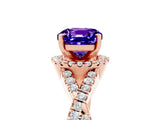Rose gold Cushion Cut Tanzanite  Halo Twist Band Solitaire Prong Setting Ring_29