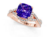 Rose gold Cushion Cut Tanzanite  Halo Twist Band Solitaire Prong Setting Ring_43