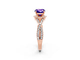 Rose gold Cushion Cut Tanzanite  Halo Twist Band Solitaire Prong Setting Ring_44