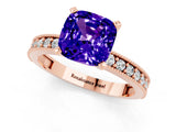 Rose gold Cushion Cut Tanzanite Milgrain Pavé Engagement Ring with Four-Prong Setting_13