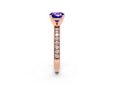 Rose gold Cushion Cut Tanzanite Milgrain Pavé Engagement Ring with Four-Prong Setting_14