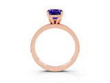 Rose gold Cushion Cut Tanzanite Milgrain Pavé Engagement Ring with Four-Prong Setting_15