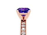 Rose gold Cushion Cut Tanzanite Milgrain Pavé Engagement Ring with Four-Prong Setting_17