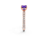 Rose gold Cushion Cut Tanzanite Pavé Solitaire Ring with Round Band and Prong Setting_26
