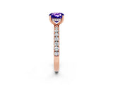 Rose gold Cushion Cut Tanzanite Pave Band Solitaire Ring with Four-Prong Setting_26