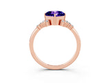 Rose gold Cushion Cut Tanzanite Ring with Side Stones and Four-Prong Setting_39