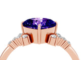 Rose gold Cushion Cut Tanzanite Ring with Side Stones and Four-Prong Setting_40