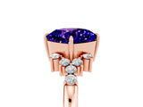 Rose gold Cushion Cut Tanzanite Ring with Side Stones and Four-Prong Setting_41
