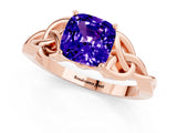 Rose gold Cushion Cut Tanzanite Solitaire Celtic Knot Ring with Four-Prong Setting_13