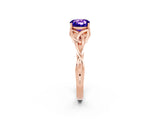Rose gold Cushion Cut Tanzanite Solitaire Celtic Knot Ring with Four-Prong Setting_14