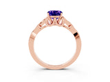 Rose gold Cushion Cut Tanzanite Solitaire Celtic Knot Ring with Four-Prong Setting_15
