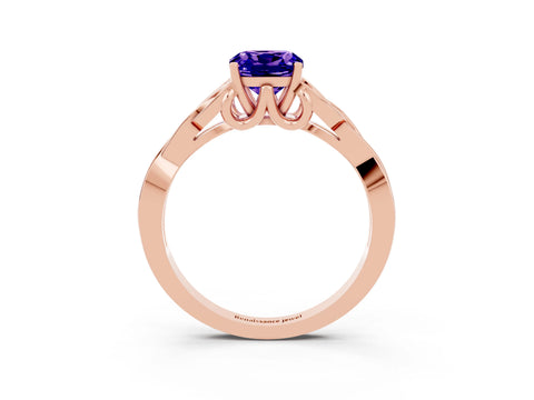 Rose gold Cushion Cut Tanzanite Solitaire Celtic Knot Ring with Four-Prong Setting_15