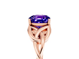 Rose gold Cushion Cut Tanzanite Solitaire Celtic Knot Ring with Four-Prong Setting_17