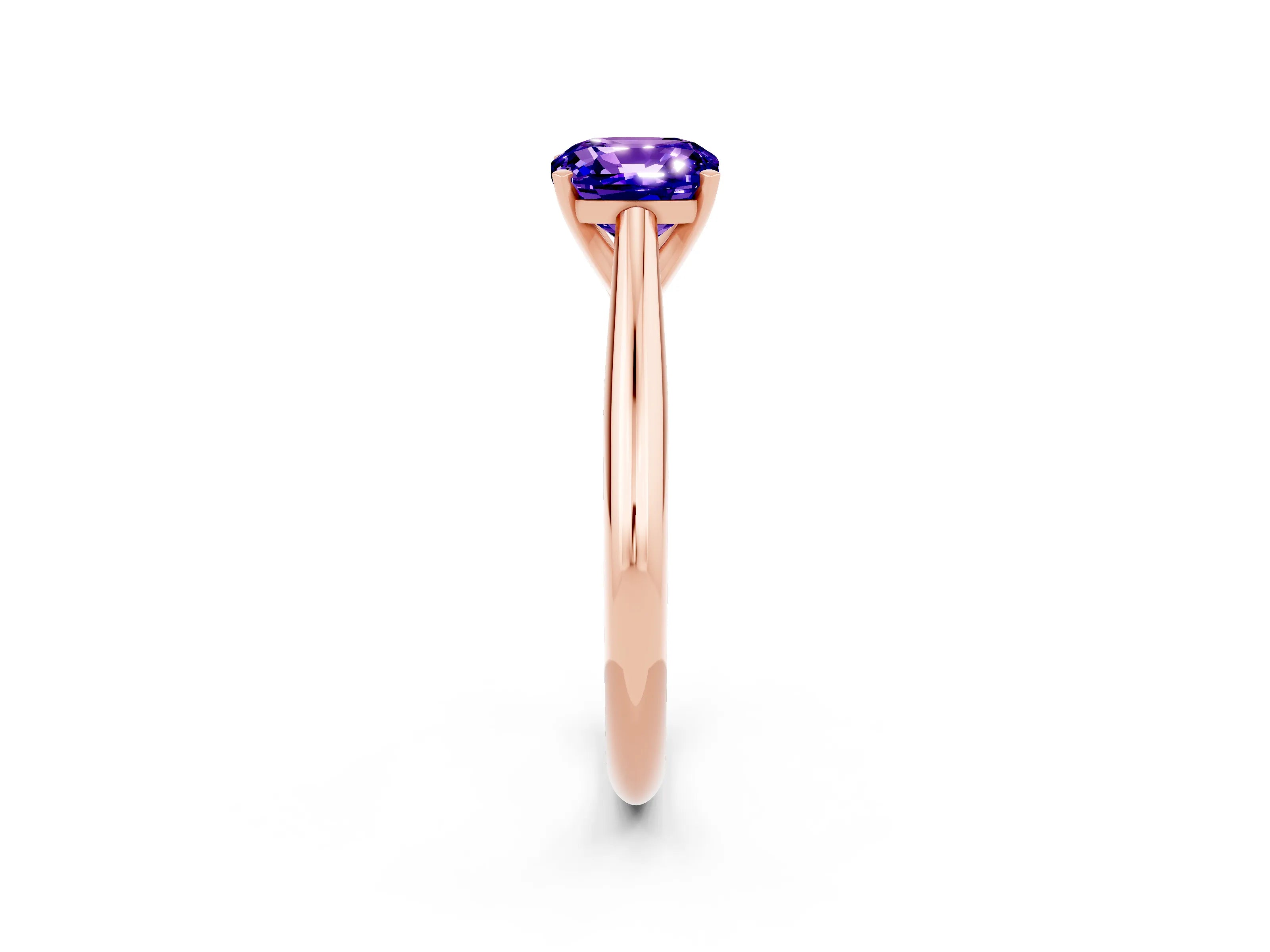 Rose gold Cushion Cut Tanzanite Solitaire Engagement Ring with Cathedral Setting and Four-Prong Mount_14