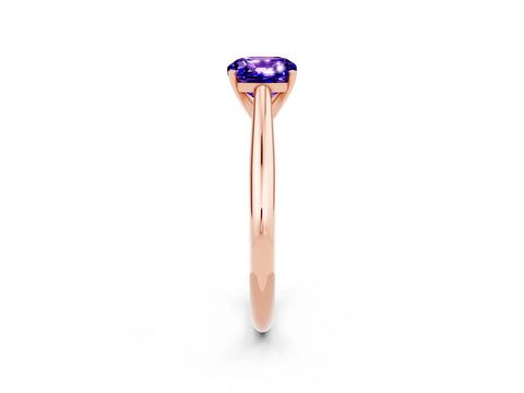 Rose gold Cushion Cut Tanzanite Solitaire Engagement Ring with Cathedral Setting and Four-Prong Mount_14