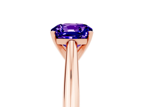 Rose gold Cushion Cut Tanzanite Solitaire Engagement Ring with Cathedral Setting and Four-Prong Mount_17