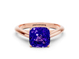 Rose gold Cushion Cut Tanzanite Solitaire Engagement Ring with Cathedral Setting and Four-Prong Mount_24