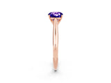 Rose gold Cushion Cut Tanzanite Solitaire Engagement Ring with Cathedral Setting and Four-Prong Mount_26