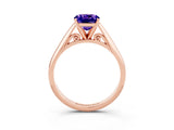 Rose gold Cushion Cut Tanzanite Solitaire Engagement Ring with Cathedral Setting and Four-Prong Mount_27