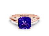 Rose gold Cushion Cut Tanzanite Solitaire Engagement Ring with Cathedral Setting and Four-Prong Mount_78