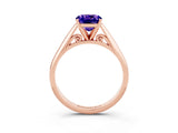 Rose gold Cushion Cut Tanzanite Solitaire Engagement Ring with Cathedral Setting and Four-Prong Mount_81