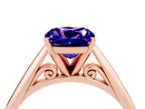 Rose gold Cushion Cut Tanzanite Solitaire Engagement Ring with Cathedral Setting and Four-Prong Mount_82