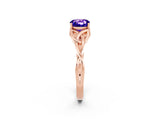 Rose gold Cushion Cut Tanzanite Solitaire Engagement Ring with Celtic Knot Band and Four-Prong Setting_2