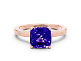 Rose gold Cushion Cut Tanzanite Solitaire Engagement Ring with Classic Band and Four-Prong Setting_24