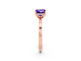 Rose gold Cushion Cut Tanzanite Solitaire Engagement Ring with Classic Band and Four-Prong Setting_26