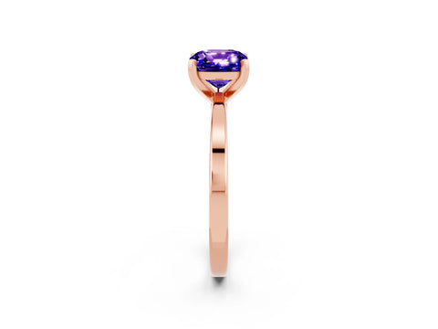Rose gold Cushion Cut Tanzanite Solitaire Engagement Ring with Classic Band and Four-Prong Setting_26