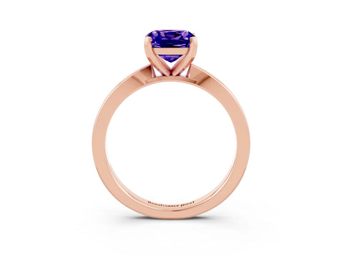 Rose gold Cushion Cut Tanzanite Solitaire Engagement Ring with Classic Band and Four-Prong Setting_27