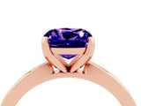 Rose gold Cushion Cut Tanzanite Solitaire Engagement Ring with Classic Band and Four-Prong Setting_28